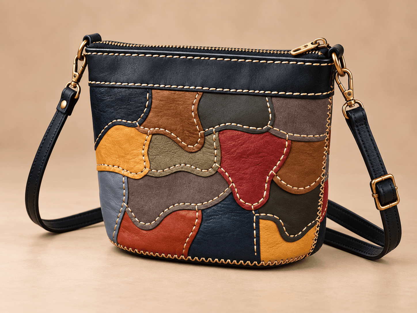 กระเป๋าหนังแท้ งานเย็บหนังปะ รหัส 06 MARAH